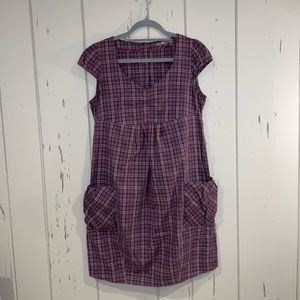 The comfiest plaid purple dress ever!